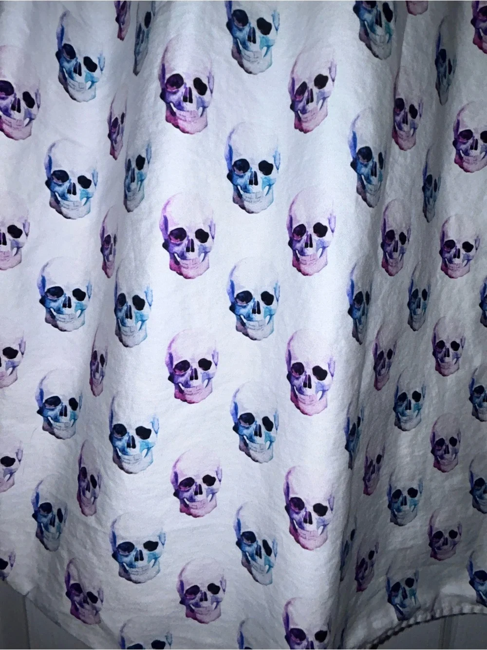 Maceoo Skull Print 100% Cotton Short Sleeve Button Front Shirt
